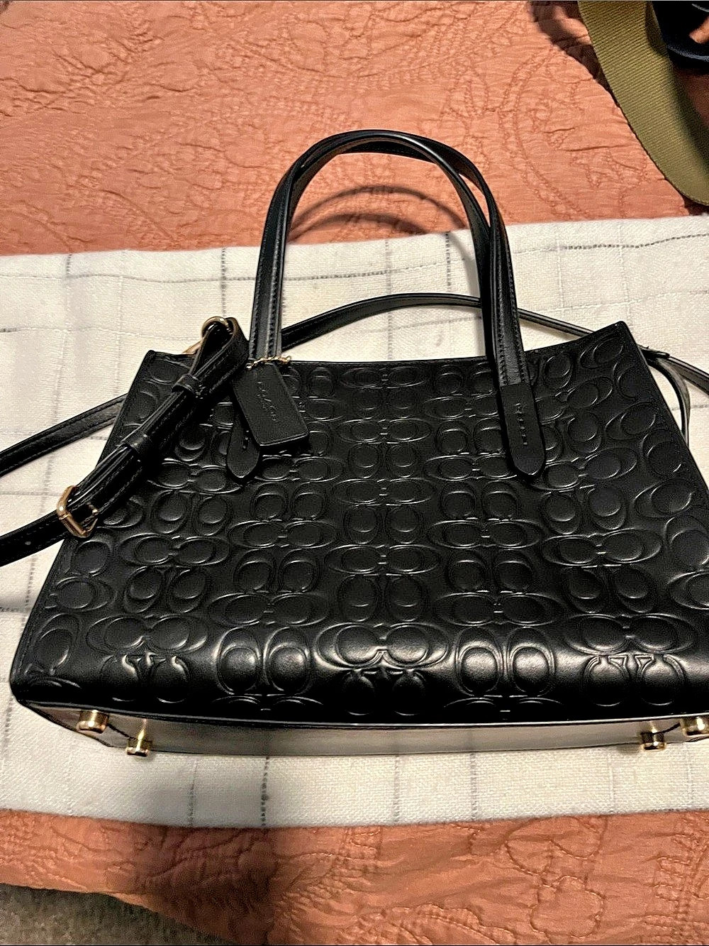 Coach Rowan Large Satchel Bag In Signature Leather Black